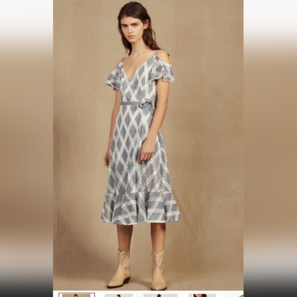 Sandro Paris Illa midi wrap dress, NWT 38 US S/M, rare and beautiful